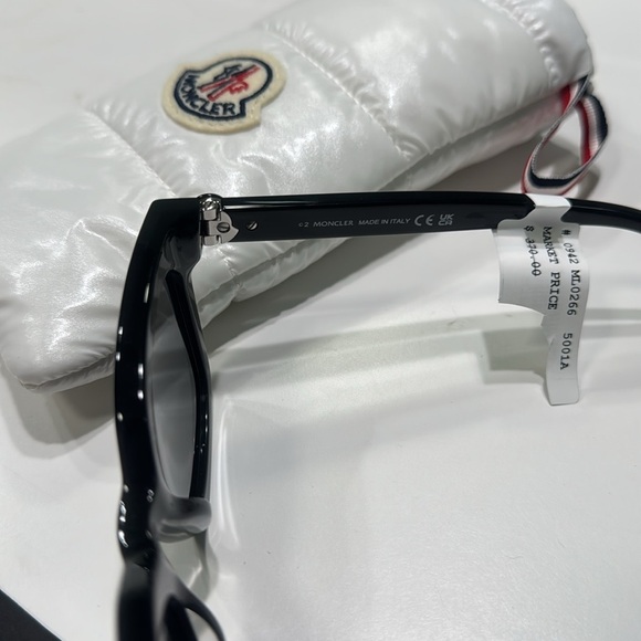 Moncler White Pouch with Black Sunglasses